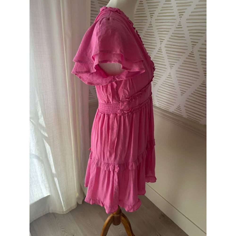 NWT Umgee Women’s Medium Hot Pink Mini Ruffle Dress - Picture 4 of 5